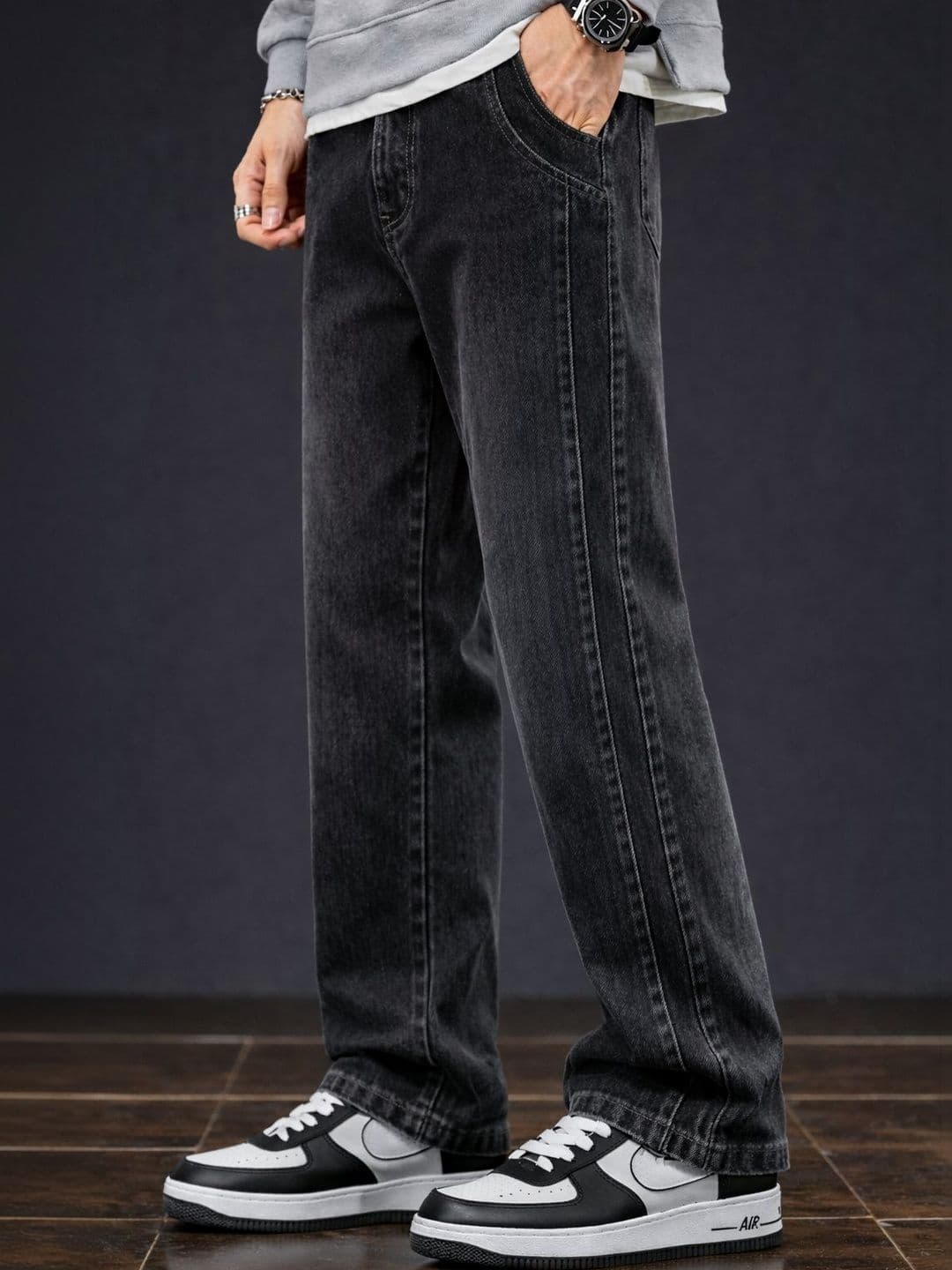 BREXX Men Comfort Straight Fit Mid-Rise Light Fade Stretchable Jeans thumbnail 7