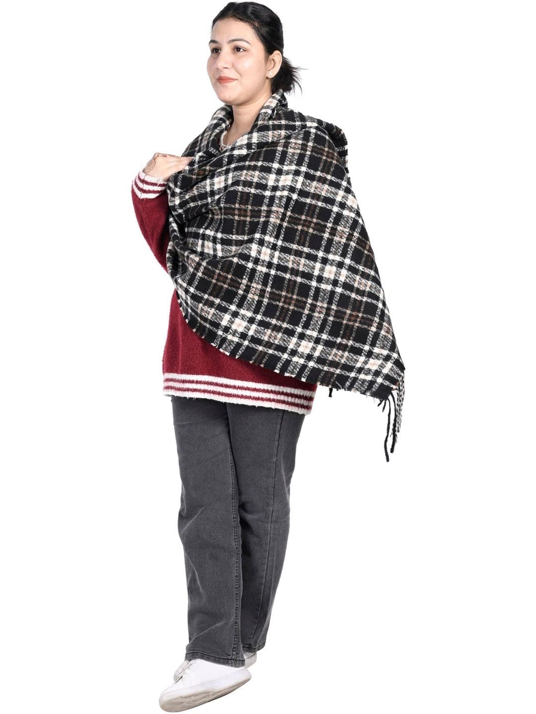 Cazzano Women Striped Woven Design Shawl thumbnail 2