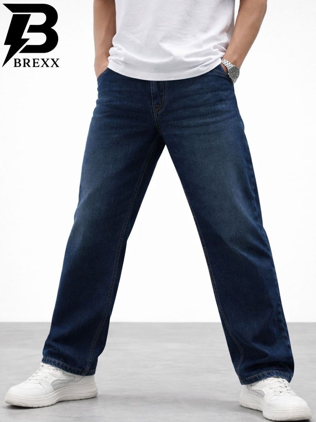 BREXX Men Comfort Straight Fit Mid-Rise Stretchable Jeans thumbnail 5