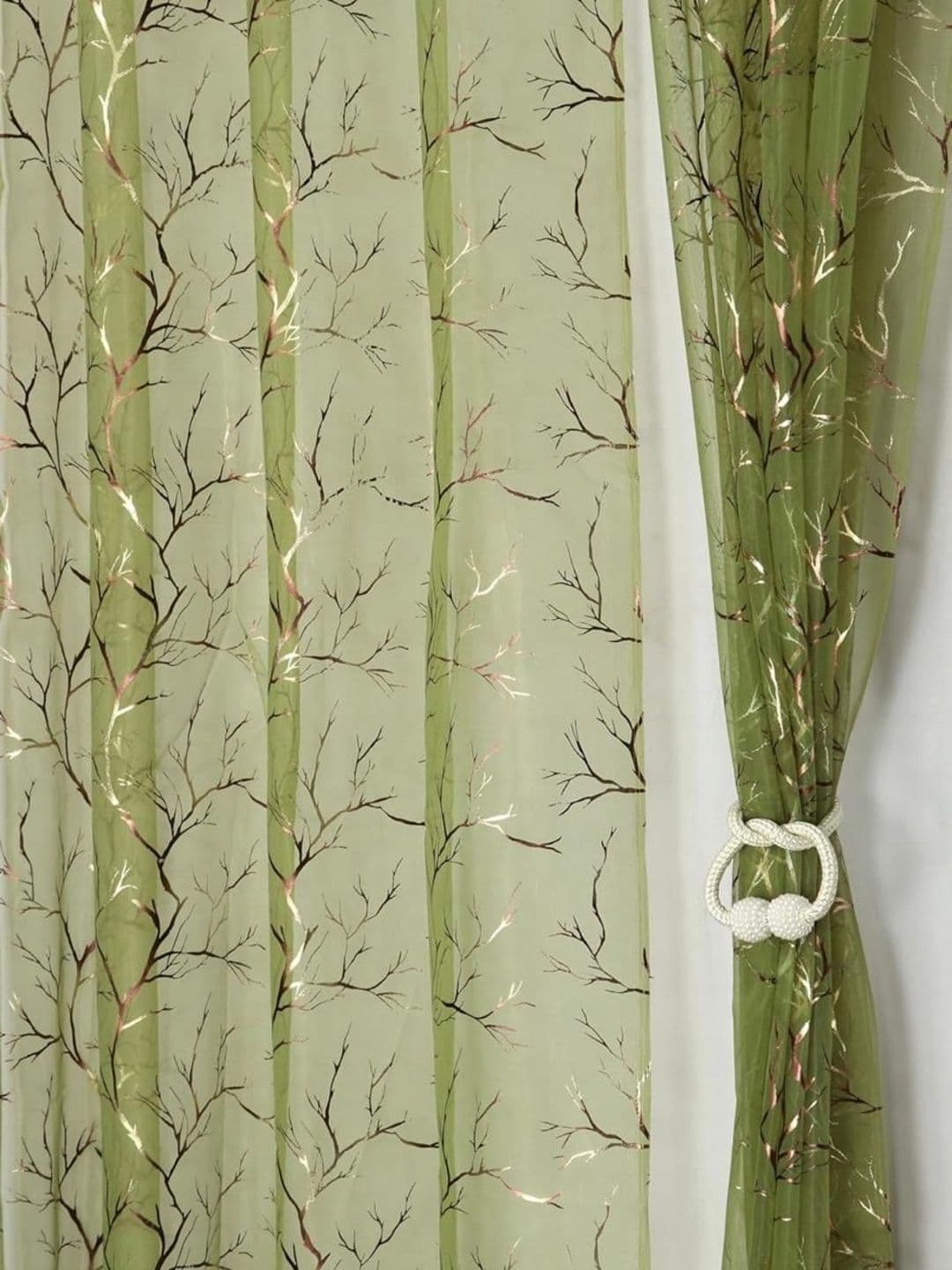 RIDHAAN Green Set of 2 Sheer Long Door Curtain thumbnail 2