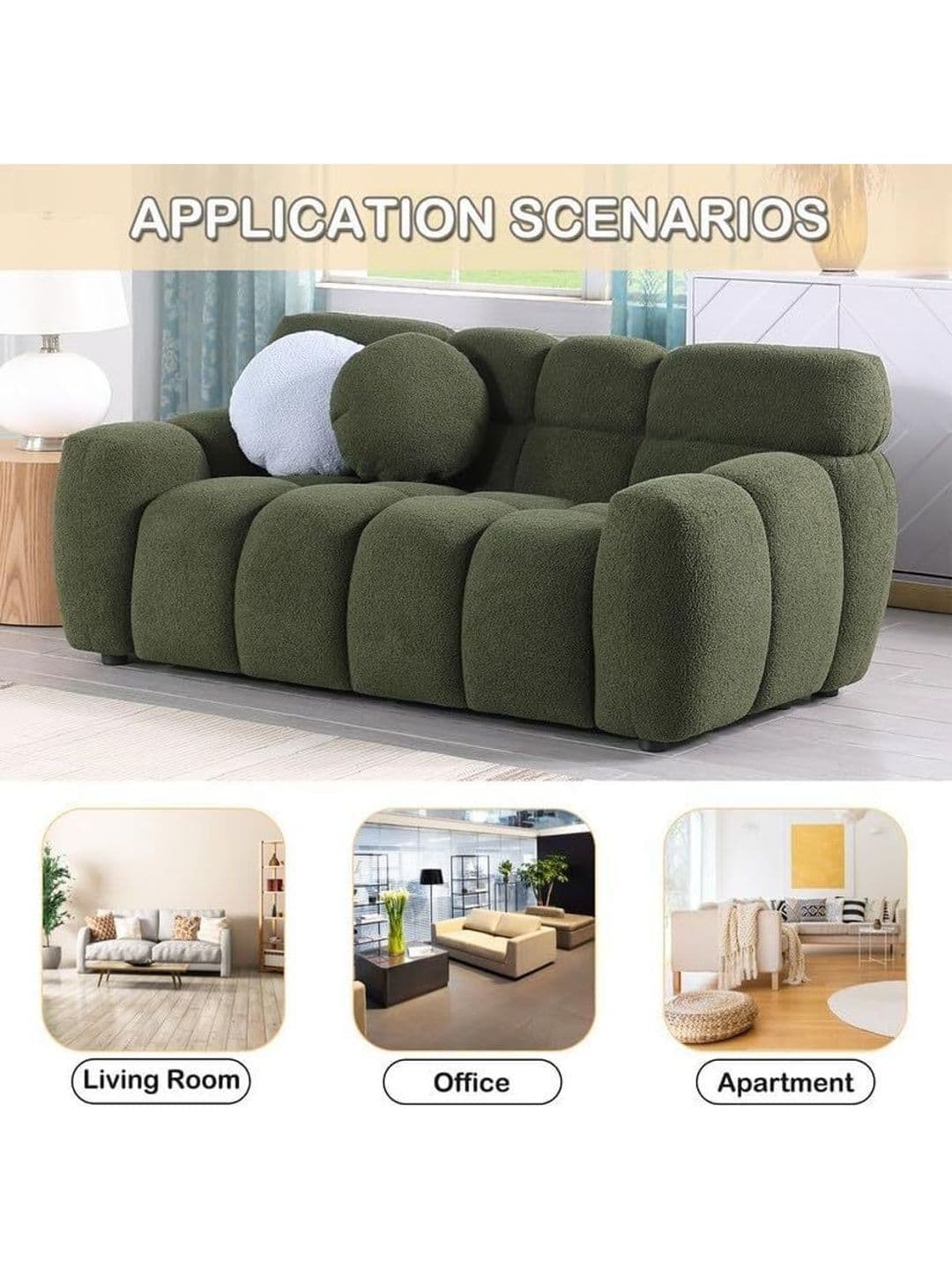 INDIAWOODMART Green Textured Wooden 3 Seater Sofa thumbnail 4