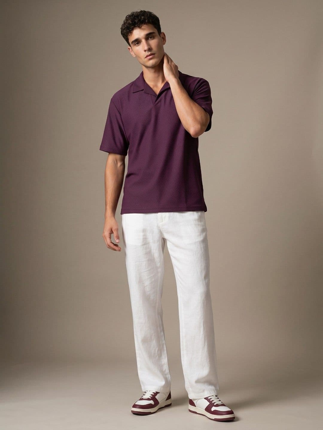 glitchez Self Designed Polo Collar Drop-Shoulder Sleeves T-shirt thumbnail 4