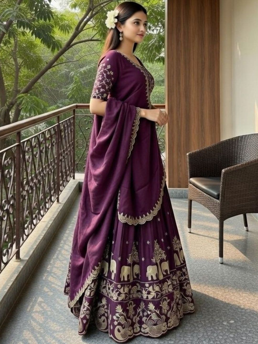 Closin Girls Embroidered Thread Work Ready to Wear Lehenga & Blouse With Dupatta thumbnail 3