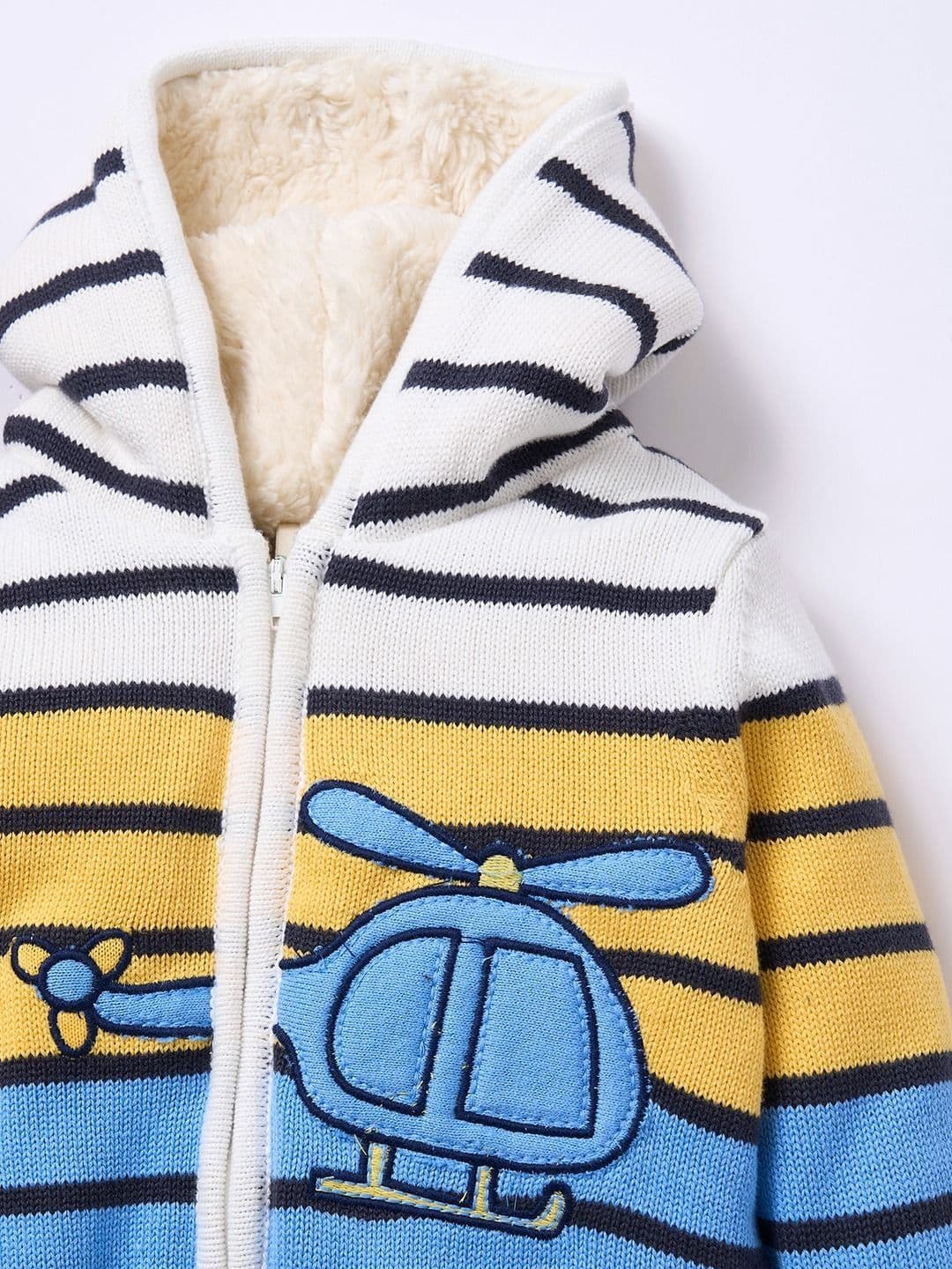 Ed-a-Mamma Boys Striped Padded Jacket with Embroidered thumbnail 2