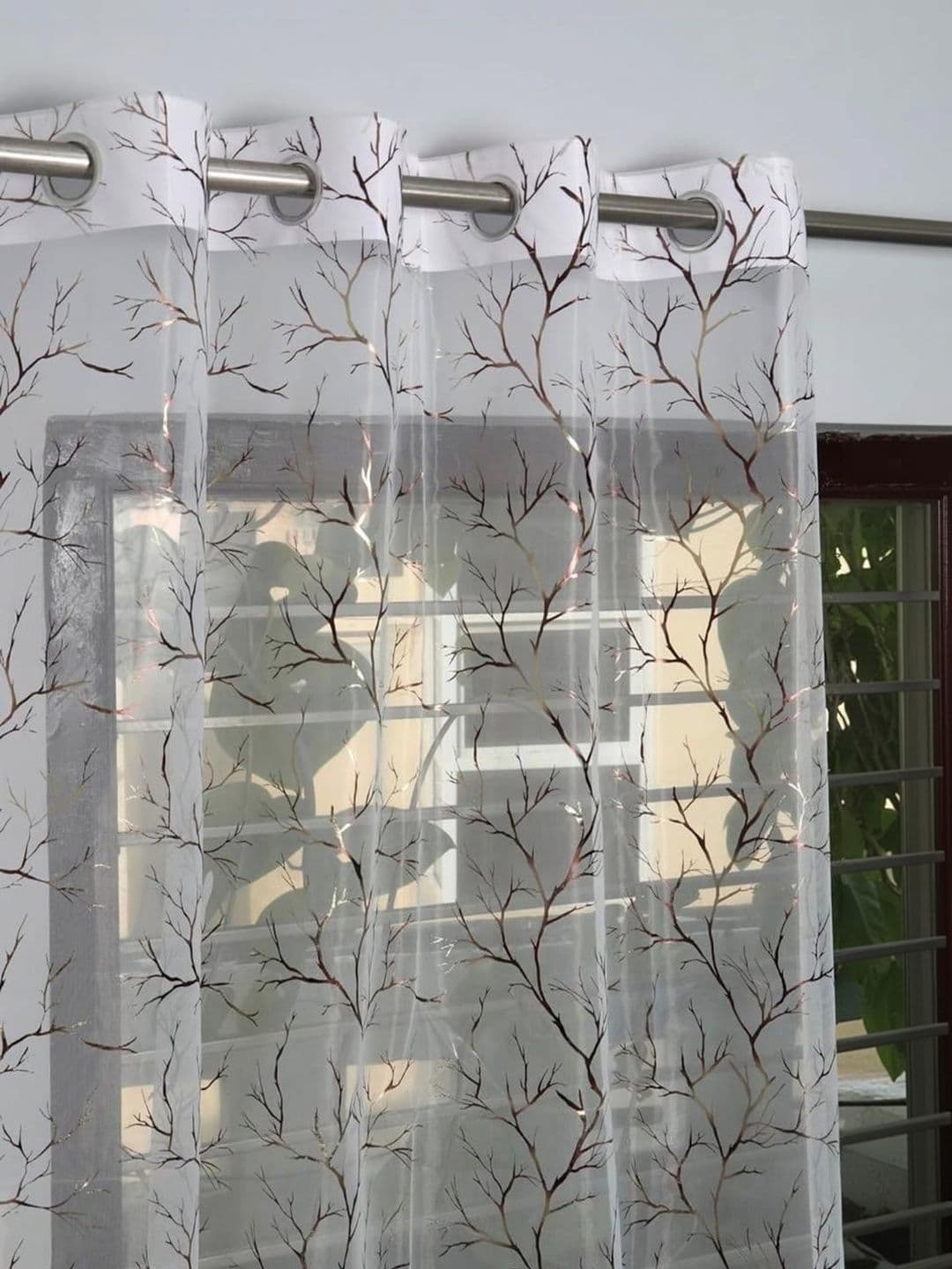 RIDHAAN White Set of 2 Sheer Long Door Curtain thumbnail 2