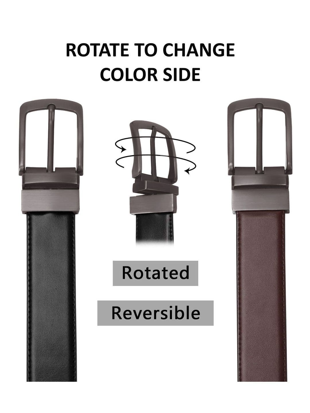 URBAN ALFAMI Men Textured PU Reversible Belt thumbnail 2