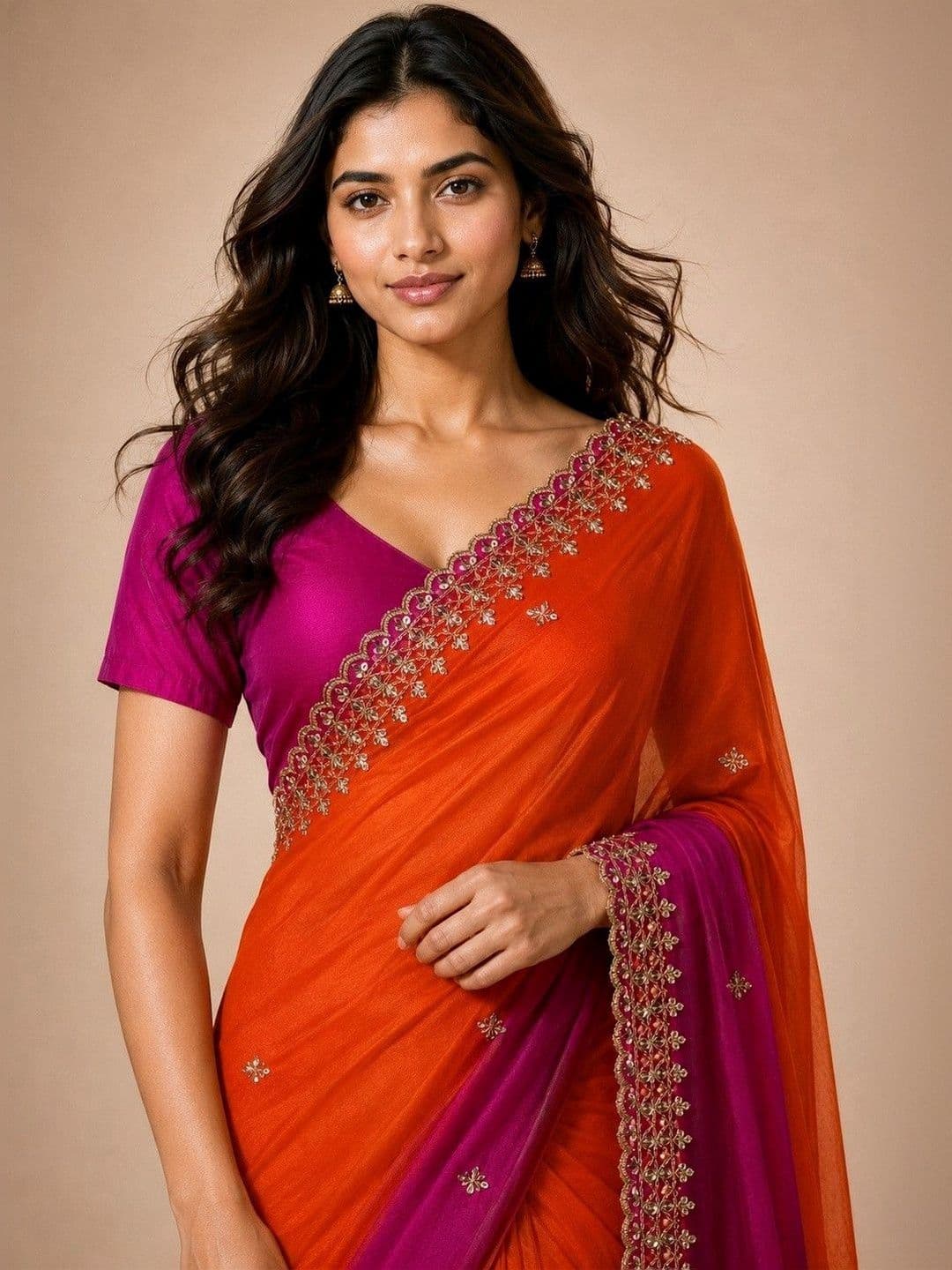 Mitera Embellished Embroidered Poly Chiffon Heavy Work Saree thumbnail 3
