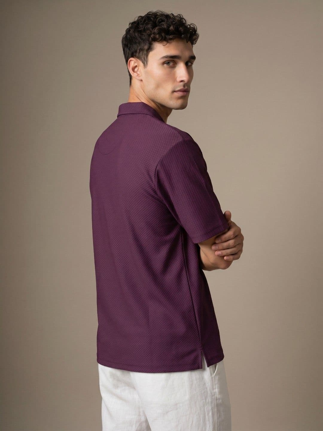 glitchez Self Designed Polo Collar Drop-Shoulder Sleeves T-shirt thumbnail 2