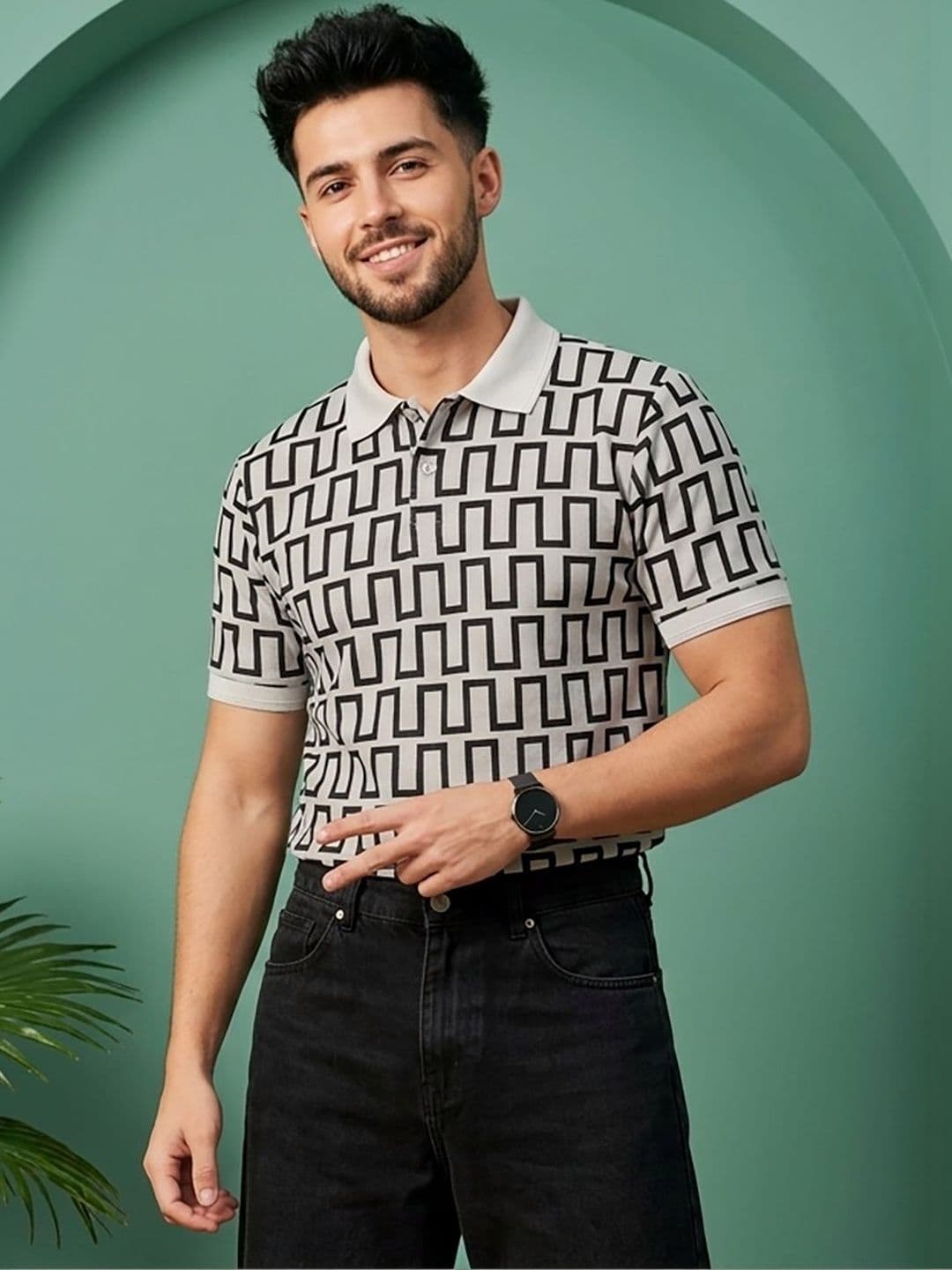 SZN Men Printed Polo Collar T-shirt - view 1