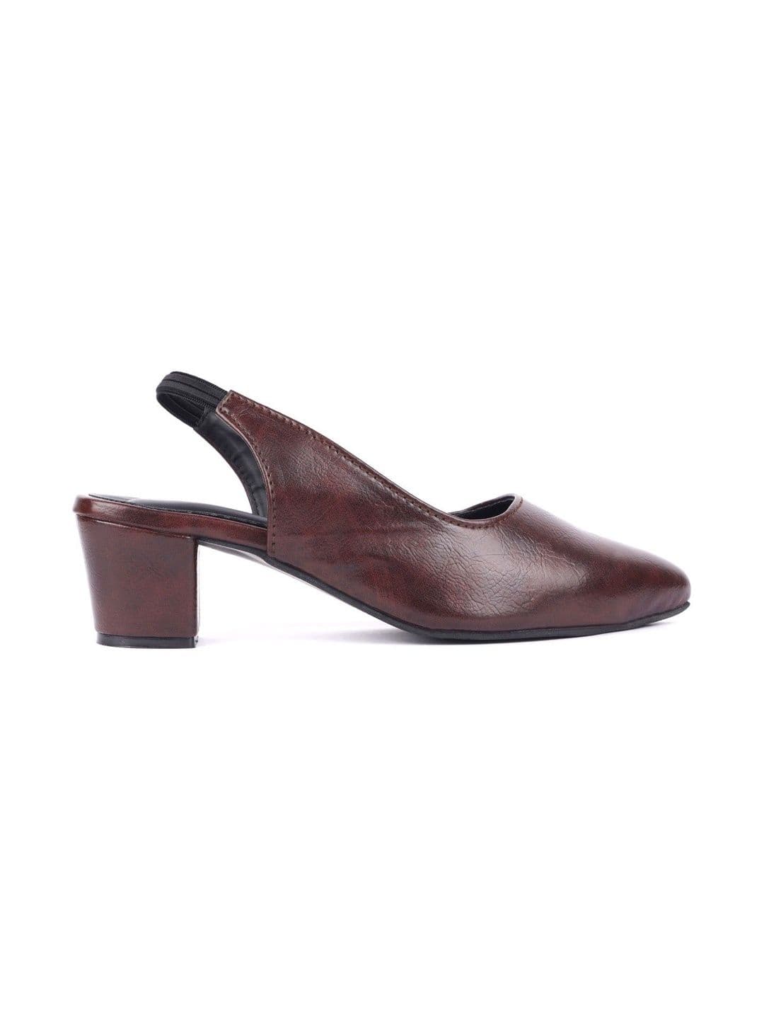 Shoesphere Women Brown Textured Block Pumps thumbnail 3