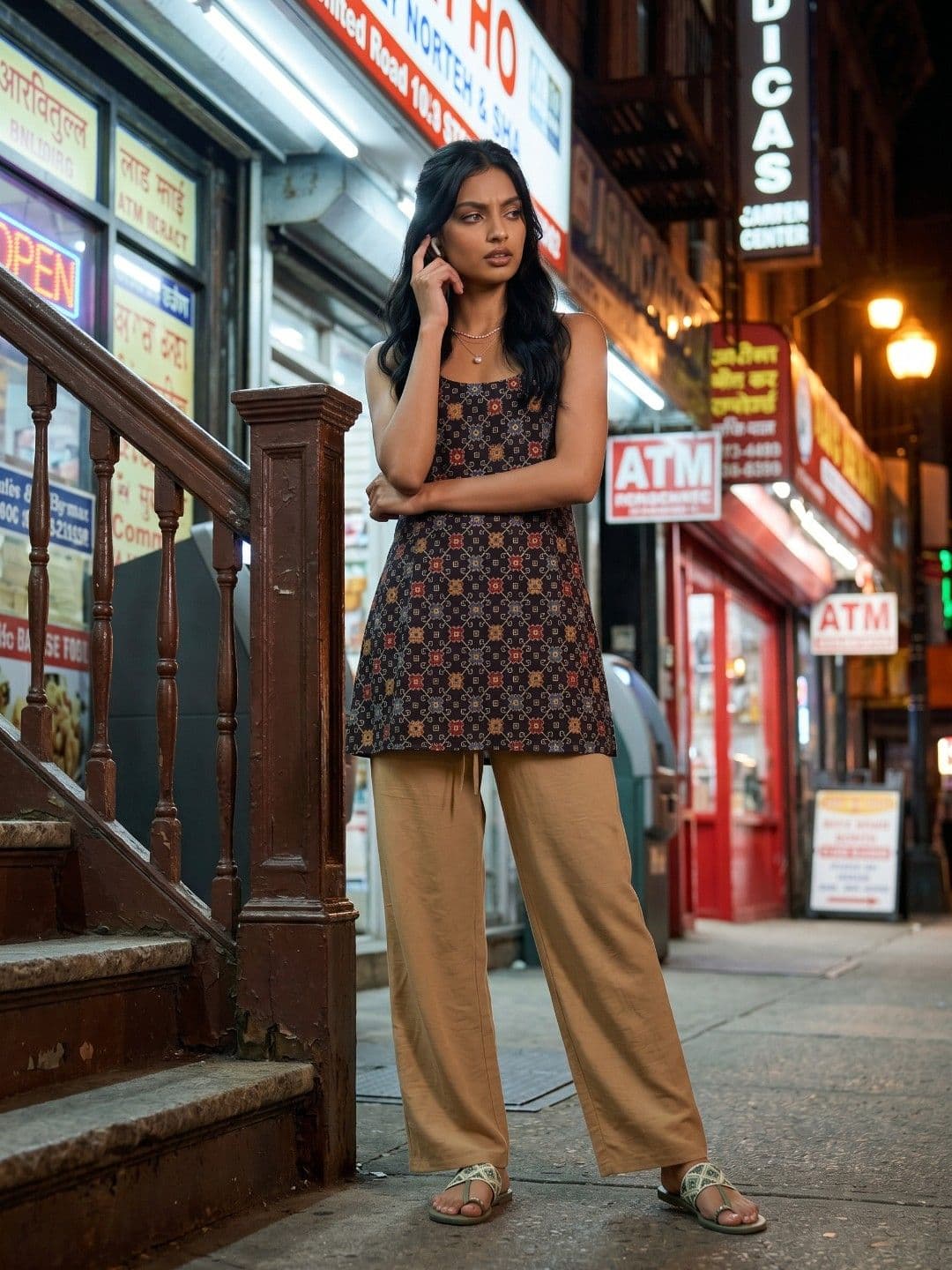 fusion by glitchez Geometric Printed Pure Cotton Kurti thumbnail 5