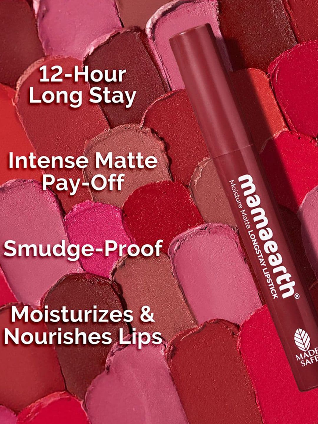 Mamaearth Moisture Matte Long Stay Bullet Lipstick - Red Caramel 20 thumbnail 5