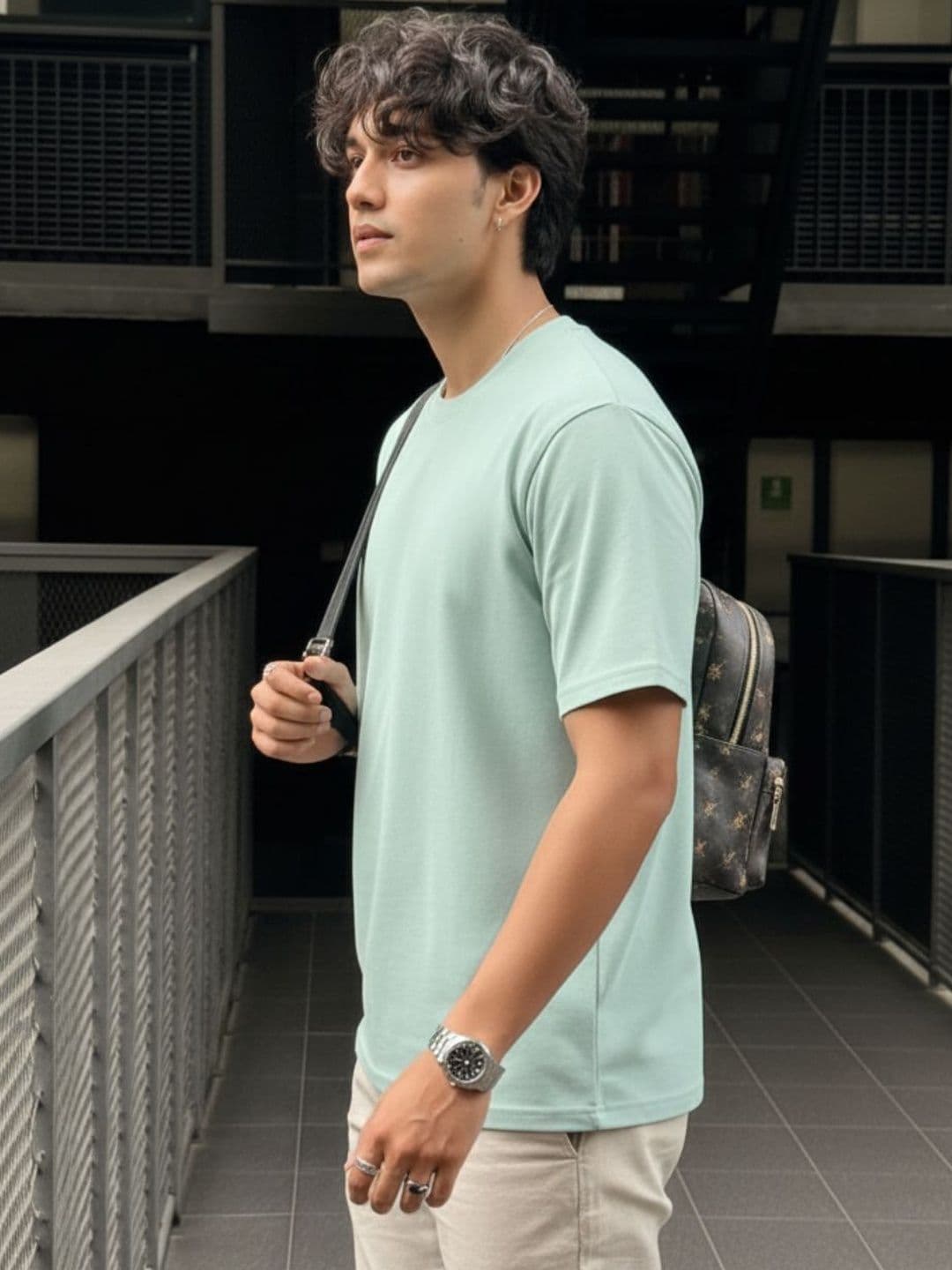 Mast & Harbour Rigo Men Jade Solid Round Neck Regular Fit Cotton T-shirt thumbnail 4