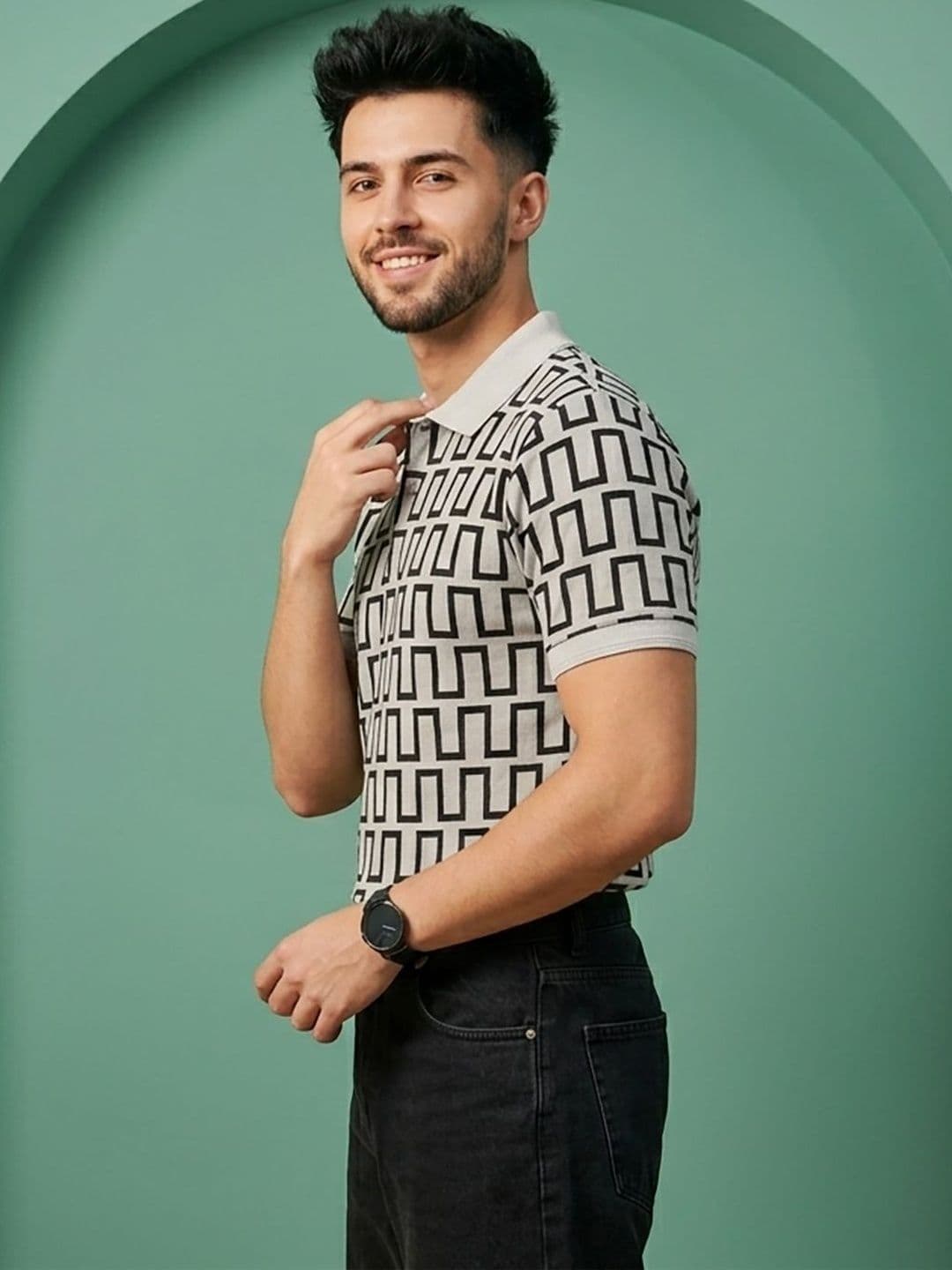 SZN Men Printed Polo Collar T-shirt thumbnail 3