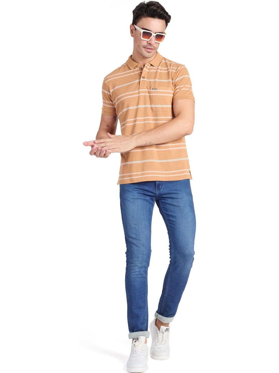 PRORIDERS Men Striped Polo Collar Pockets T-shirt thumbnail 5