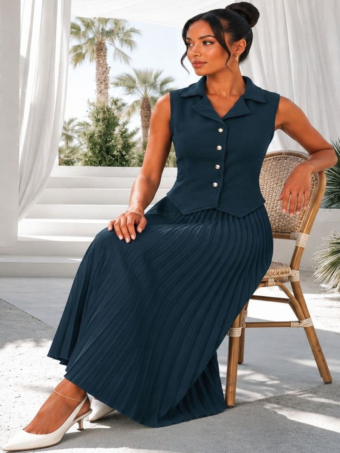 JAKANARY Solid Vest Top with Skirt thumbnail 4