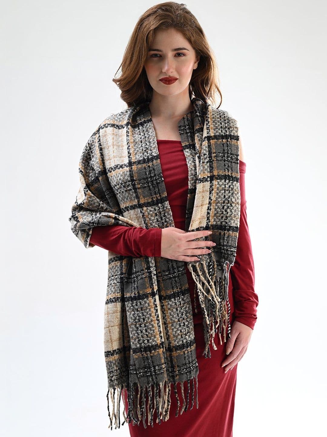 Cazzano Women Checked Printed Shawl - view 1