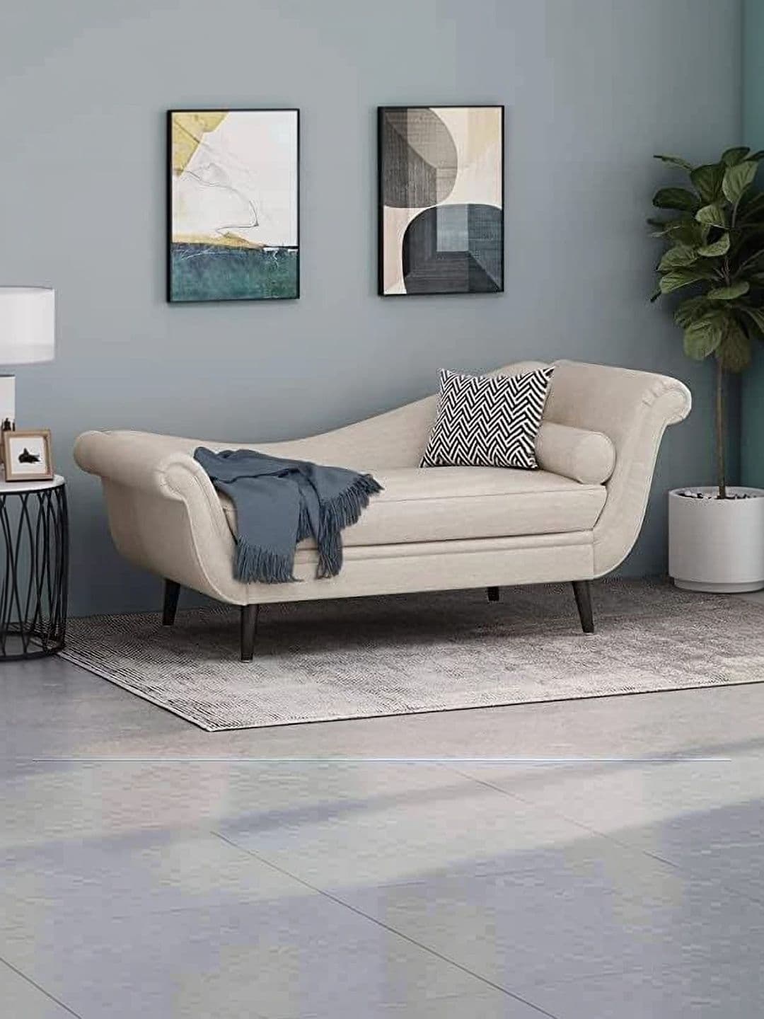 INDIAWOODMART Beige Textured Wooden 3 Seater Sofa - view 1