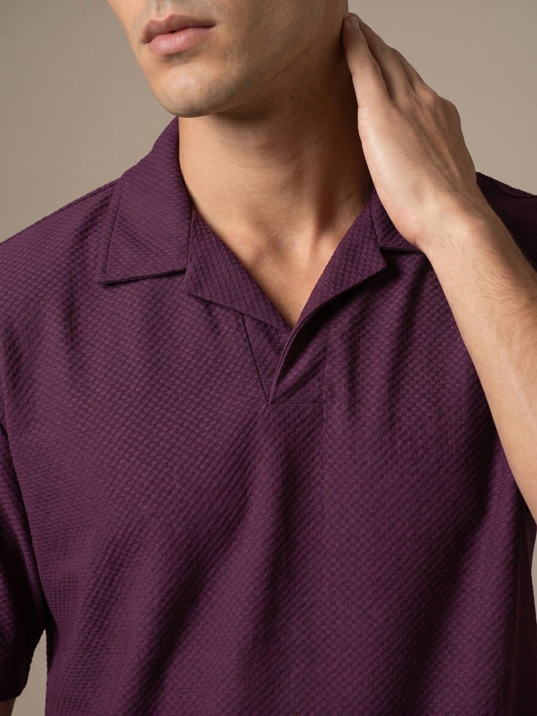 glitchez Self Designed Polo Collar Drop-Shoulder Sleeves T-shirt thumbnail 5