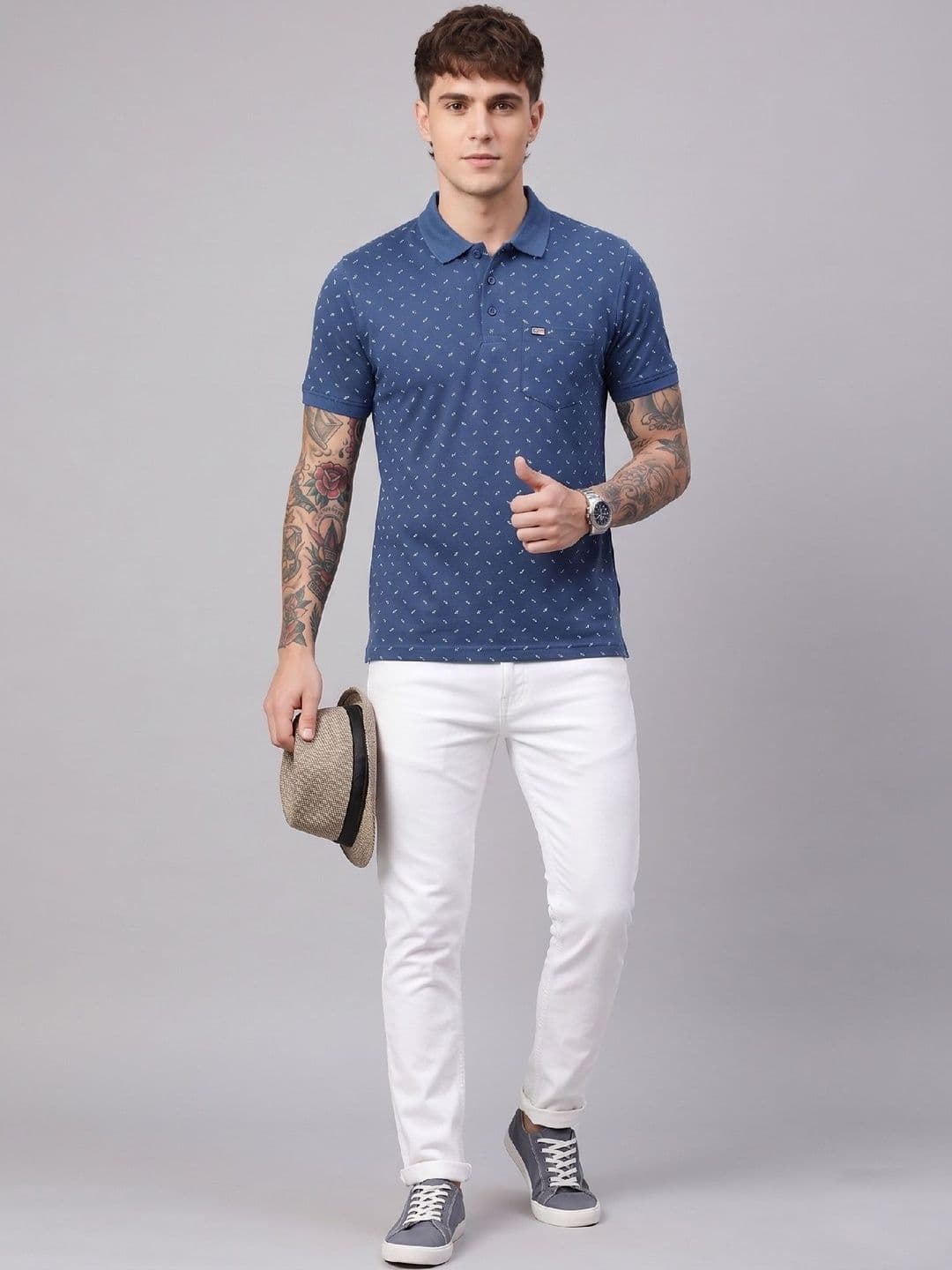 SANDPIPER Men Printed Polo Collar Pockets T-shirt thumbnail 4