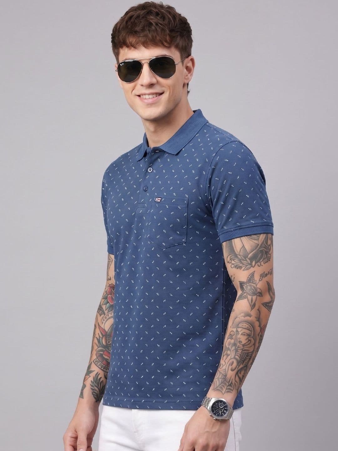 SANDPIPER Men Printed Polo Collar Pockets T-shirt thumbnail 5