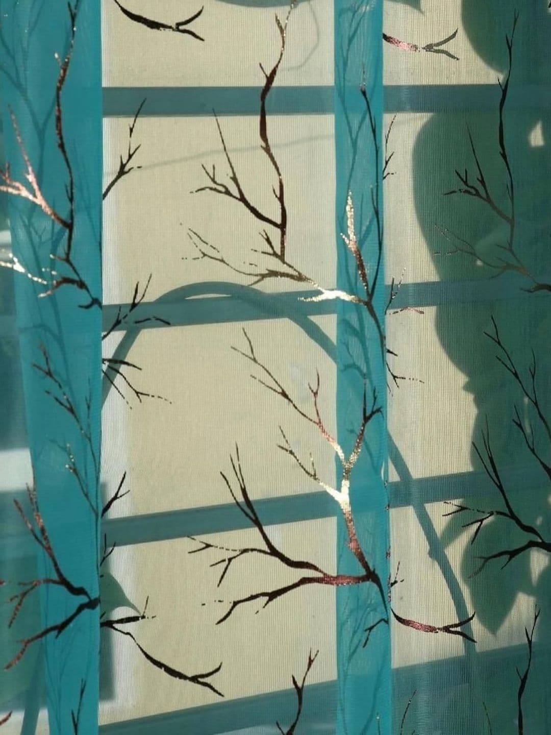 RIDHAAN Blue Set of 2 Sheer Long Door Curtain thumbnail 3
