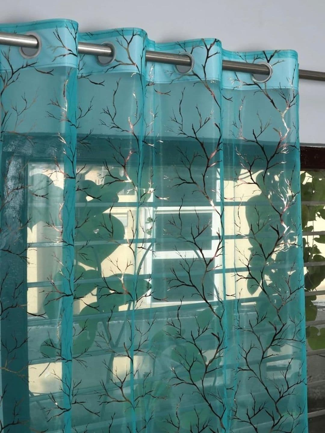 RIDHAAN Blue Set of 2 Sheer Long Door Curtain thumbnail 5