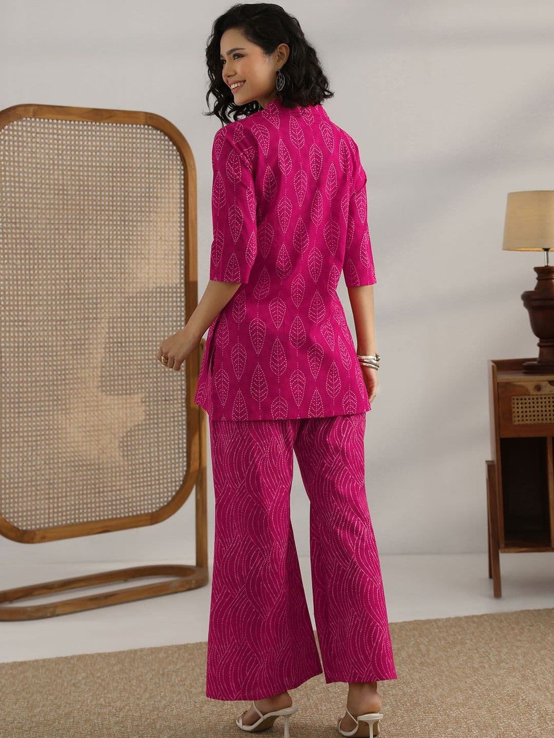 Libas Women Pink Printed Cotton Co-Ord Sets thumbnail 5