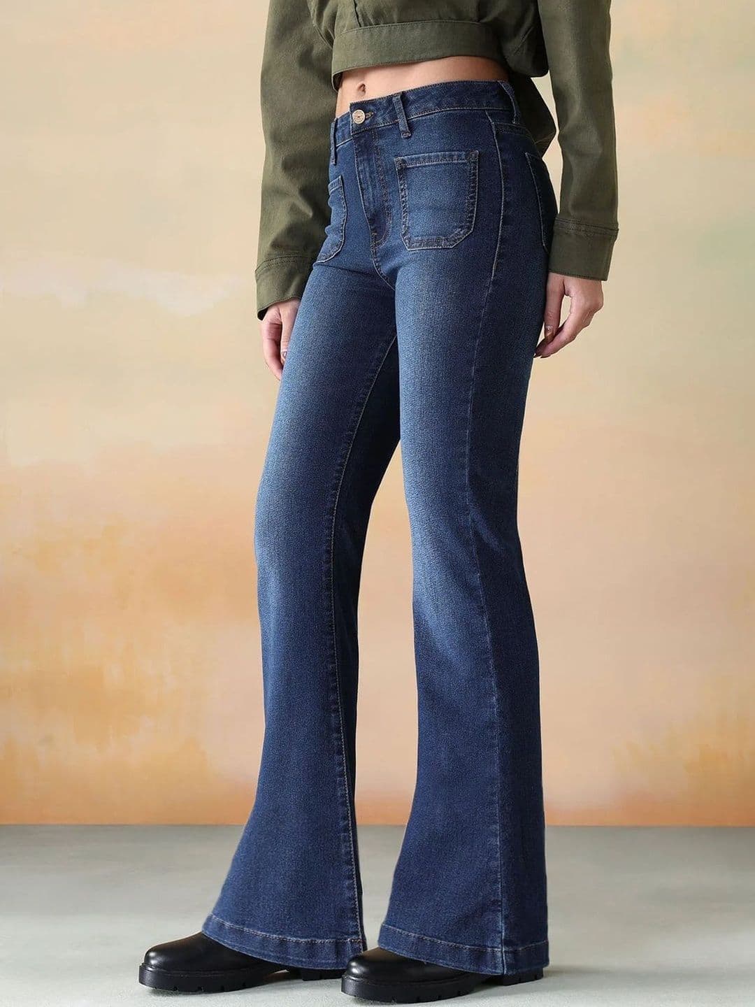 Aadvi Fashion Women Comfort Flared High-Rise Light Fade Acid Wash Stretchable Jeans thumbnail 4