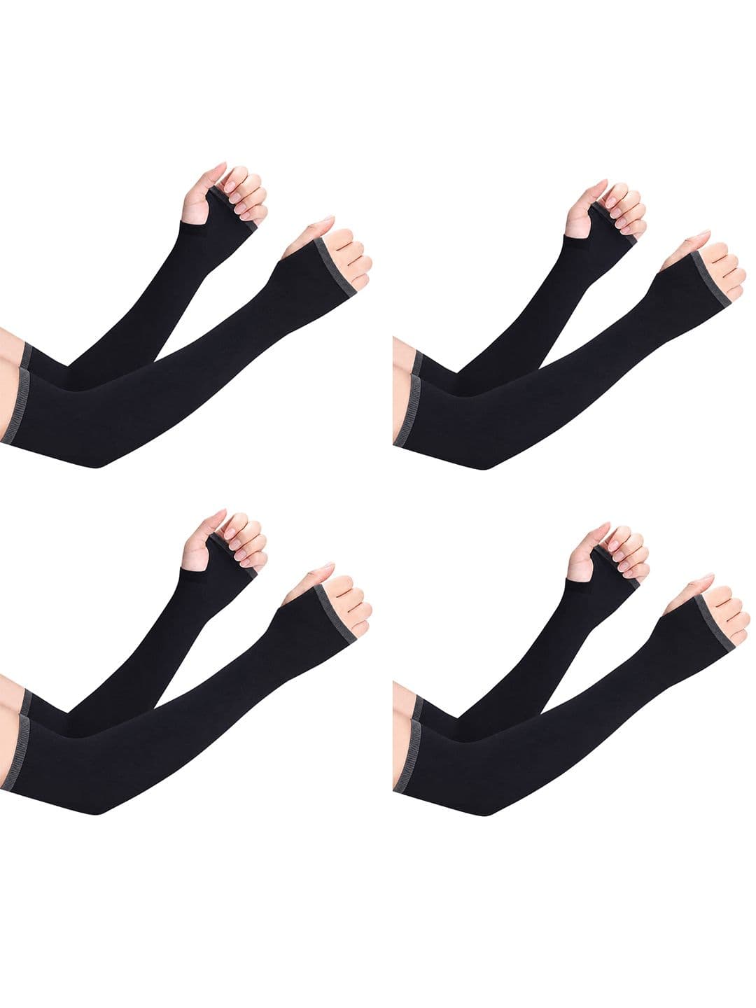 Xjarvis Unisex Pack of 4 Sun Protection Hand Sleeves With Thumb Hole Arm Fingerless Gloves - view 1