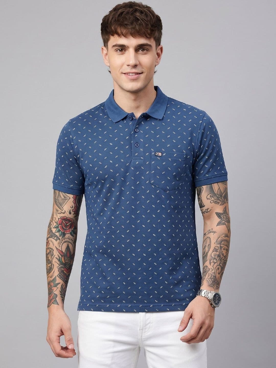 SANDPIPER Men Printed Polo Collar Pockets T-shirt - view 1