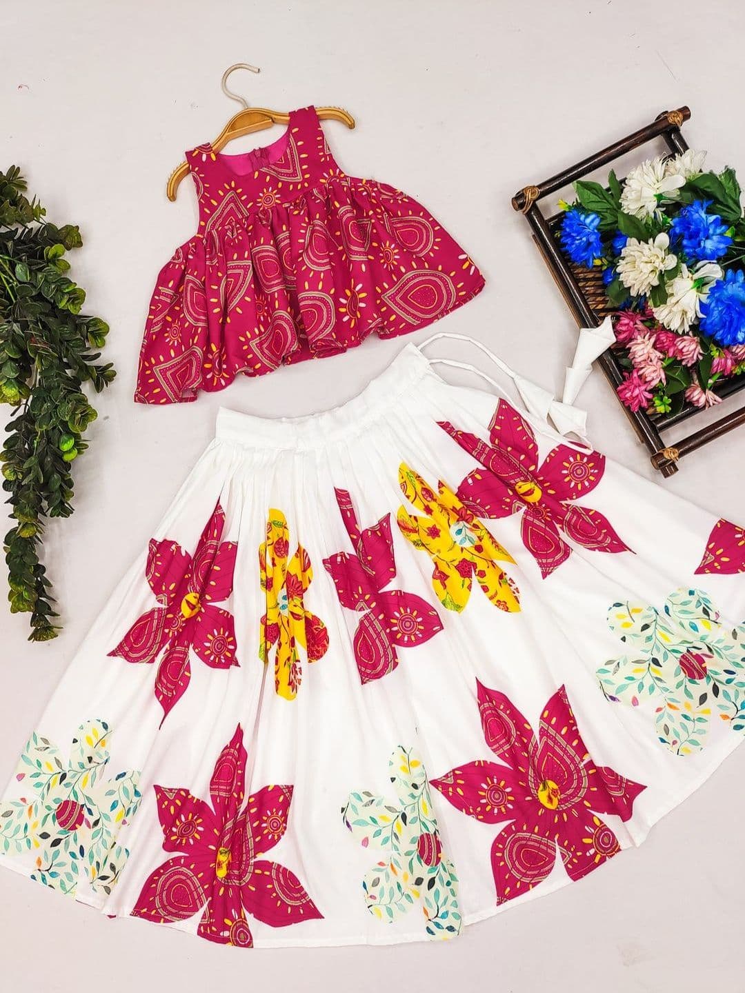 Sangria Girls Printed Round Neck Flared Lehenga Choli thumbnail 2