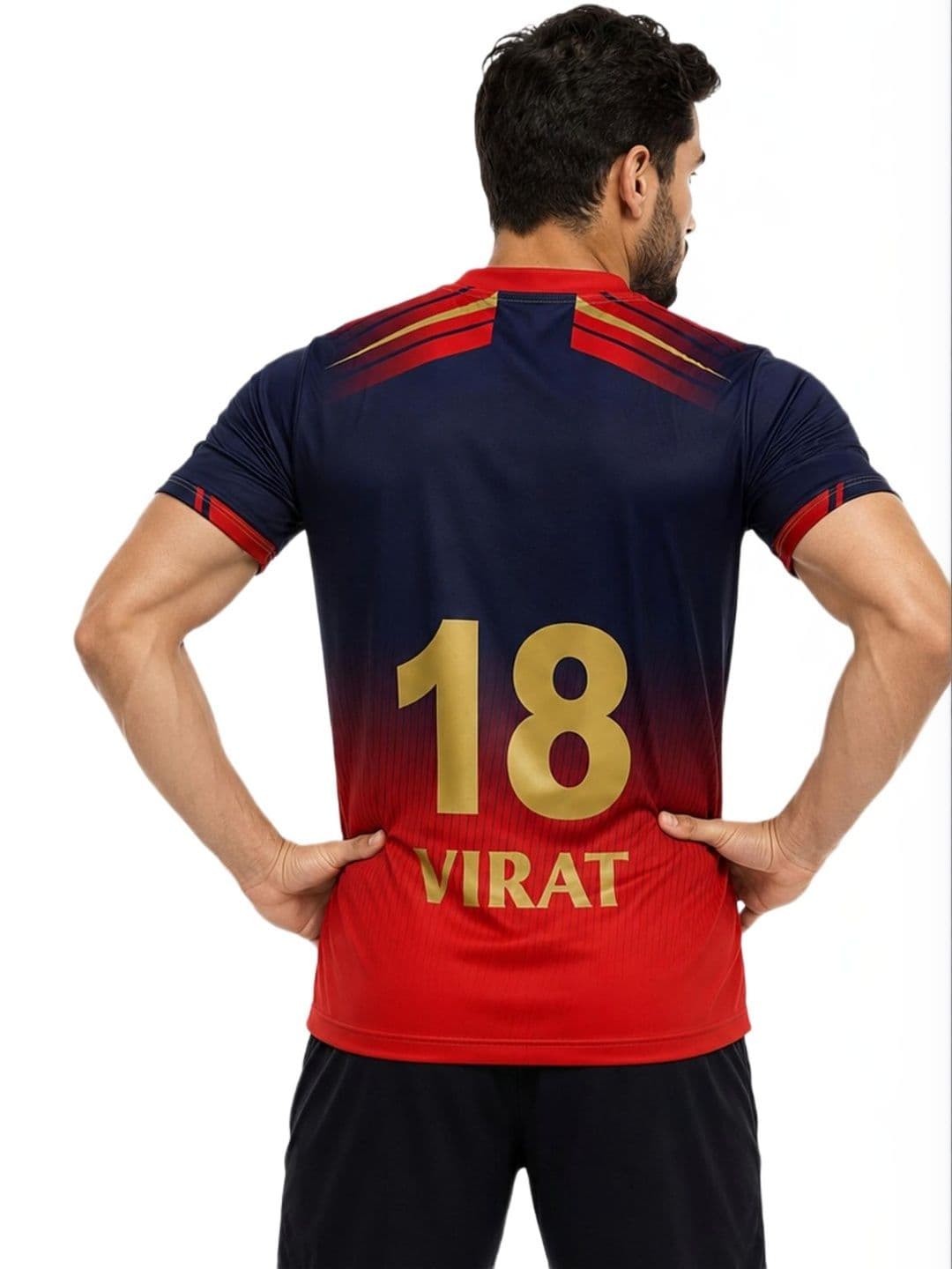 teky Men Virat Kohli Printed V-Neck T-shirt thumbnail 2