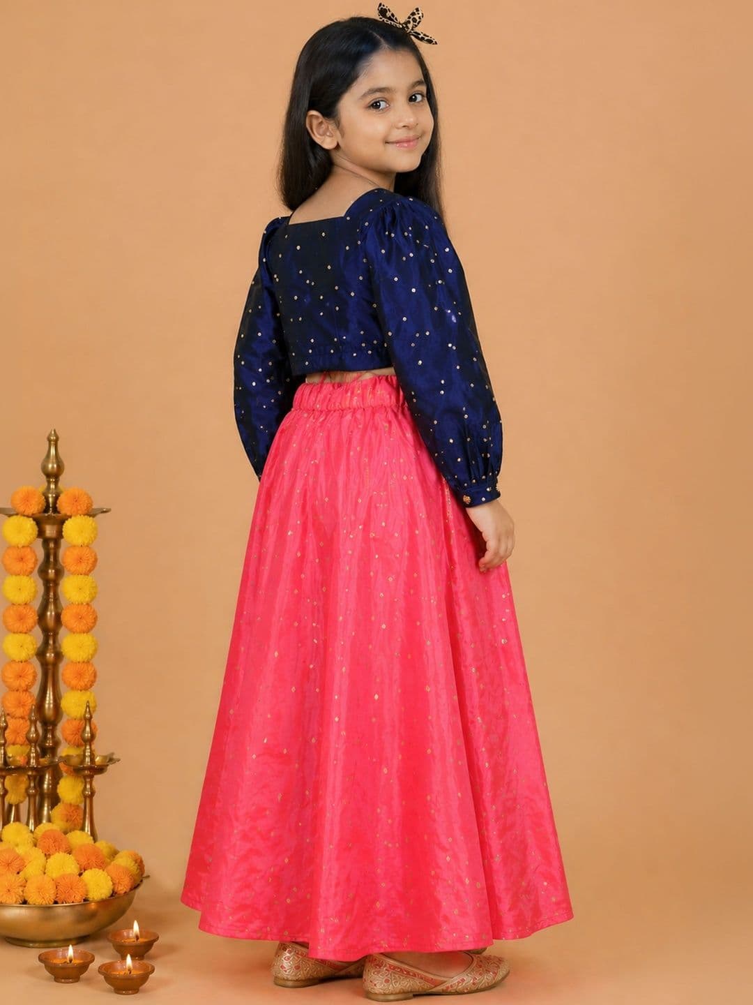 KiddoPanti Girls Embellished Ready to Wear Lehenga & Choli Set thumbnail 4