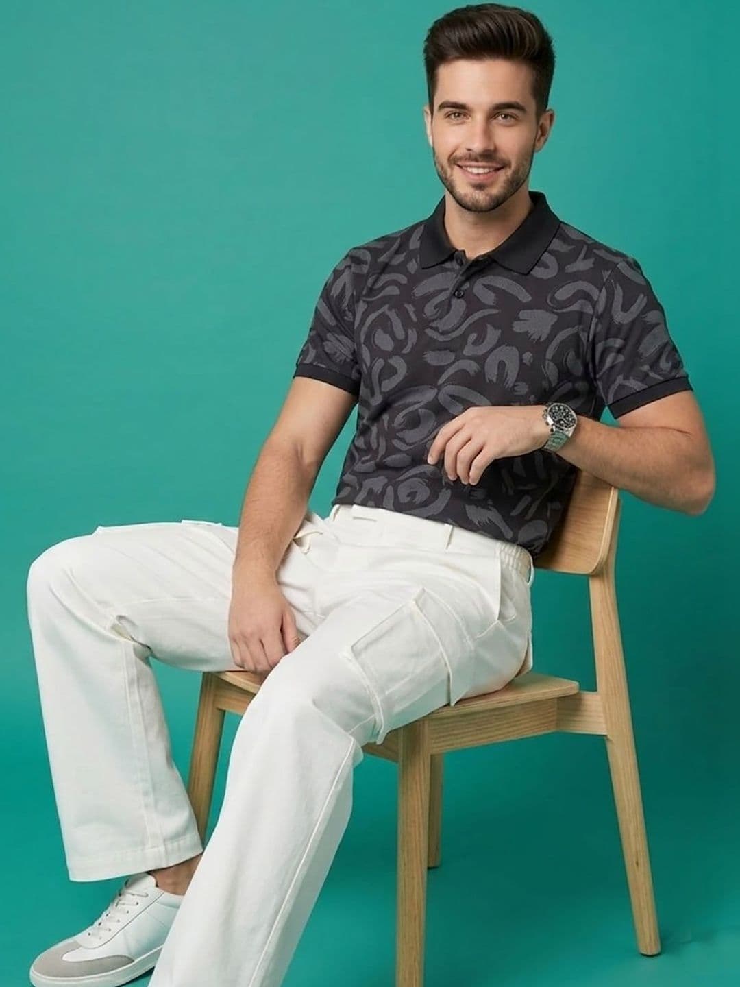SZN Men Printed Polo Collar T-shirt thumbnail 4
