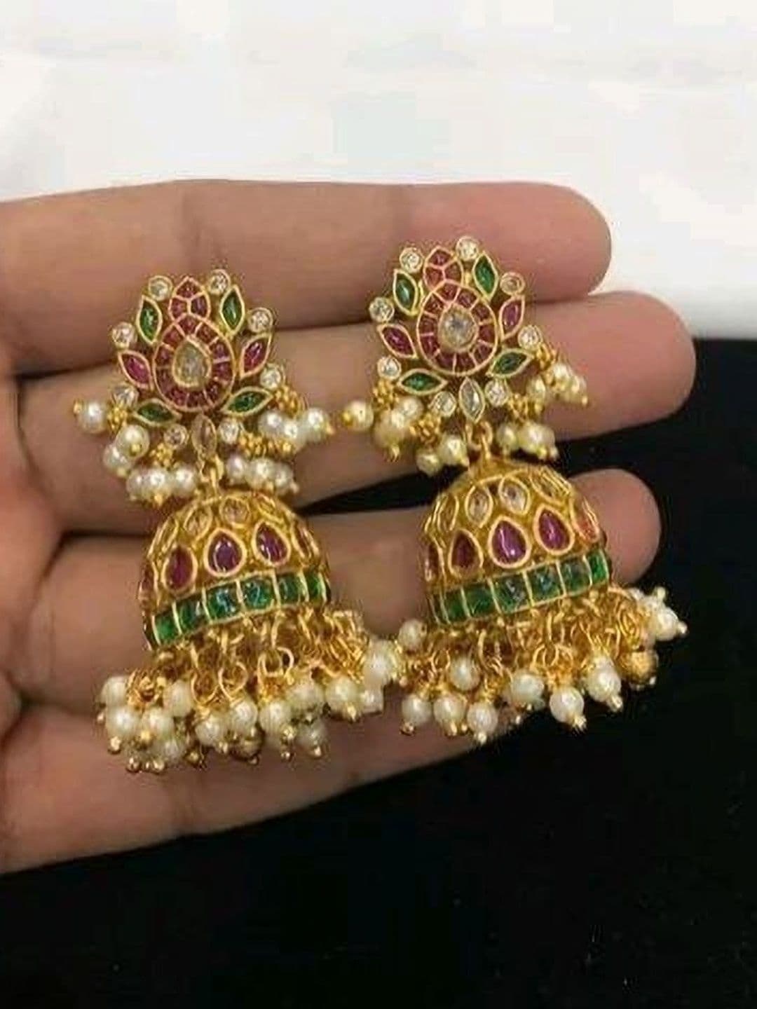 VIPASYA Floral Jhumkas Earrings thumbnail 4