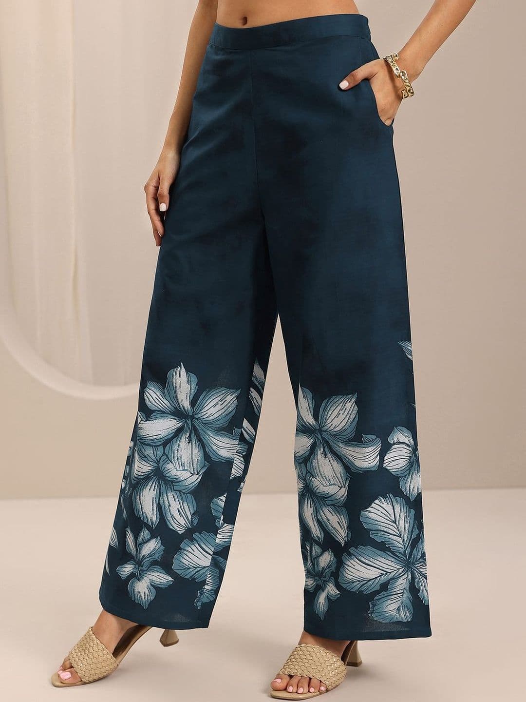 Libas Tropical Printed Shirt Collar Shirt With Palazzos thumbnail 3