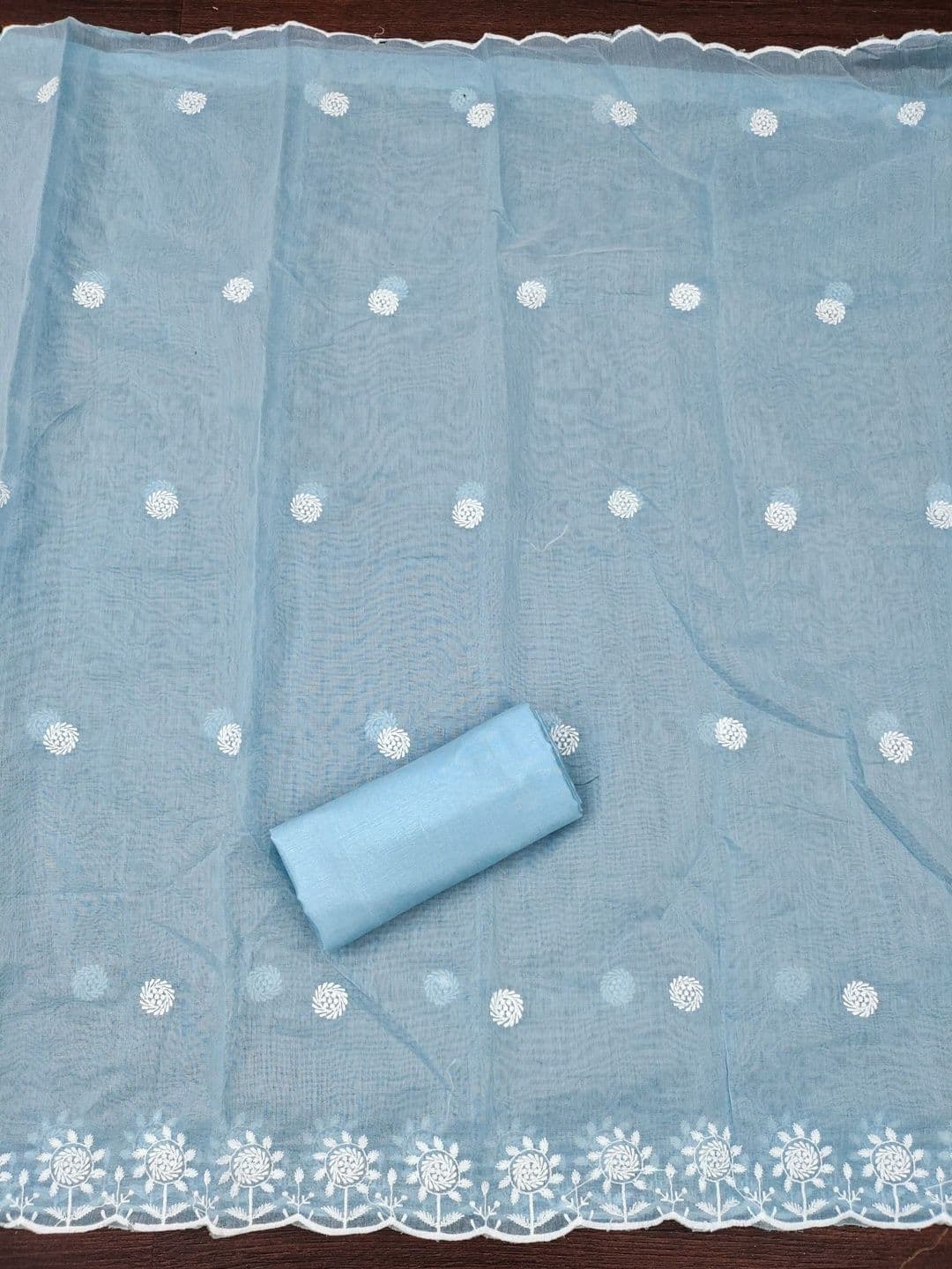 Rangtulika Ethnics Embroidered Pure Cotton Unstitched Dress Material thumbnail 4