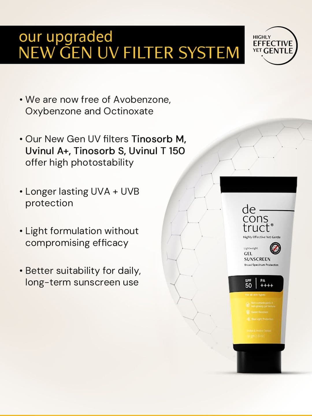 deconstruct Gel Sunscreen SPF 50 PA++++ -100% Photostable-Lightweight In-Vivo Tested 50g thumbnail 7