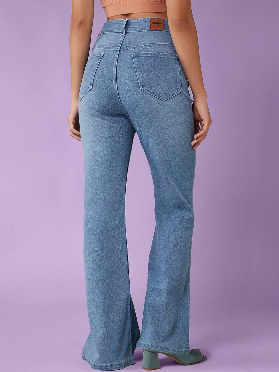 DOLCE CRUDO Women Bootcut High-Rise Light Fade Stretchable Jeans thumbnail 2