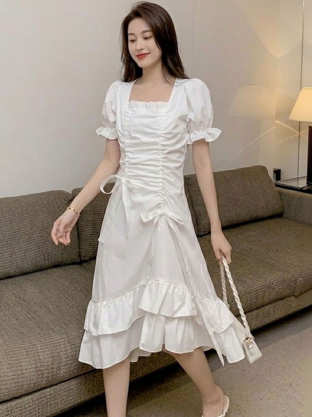 DressBerry Puff Sleeve Fit & Flare Midi Dress thumbnail 3