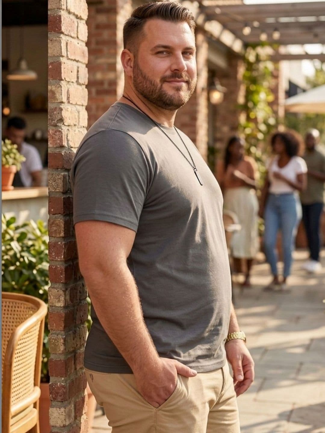 Sztori Rigo Men Plus Size Dark Grey Solid Round Neck Regular Fit Cotton T-shirt thumbnail 4