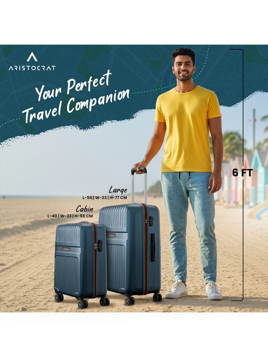 Aristocrat Set Of 2 Atlas Textured Hard-Sided Trolley Bags thumbnail 3