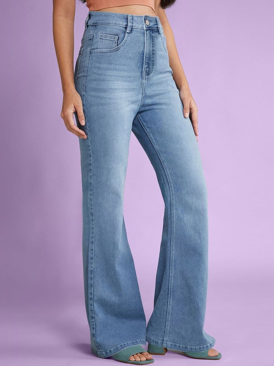 DOLCE CRUDO Women Bootcut High-Rise Light Fade Stretchable Jeans - view 1