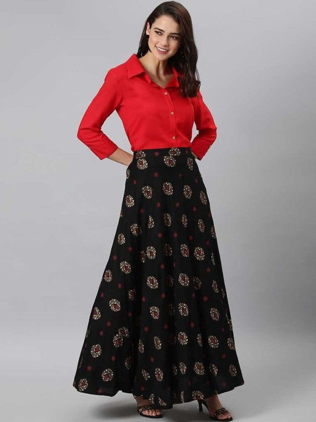 Yashwani Fashion Solid Shirt with Skirt thumbnail 2