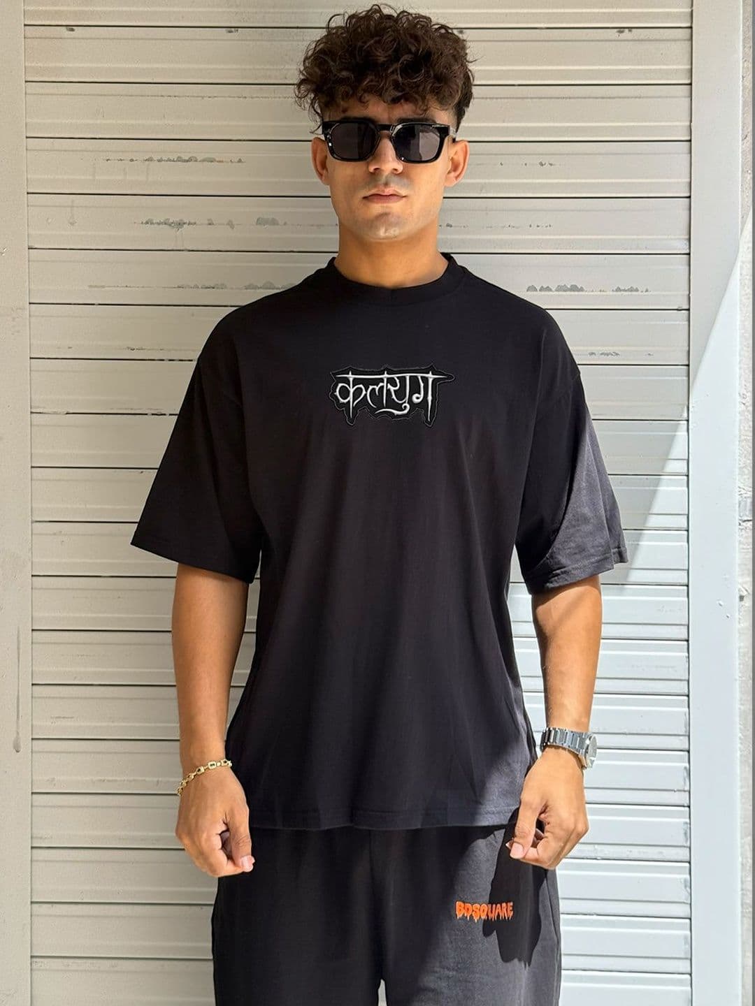BDSQUARE Typography Printed Round Neck Cotton Oversized T-shirt thumbnail 2