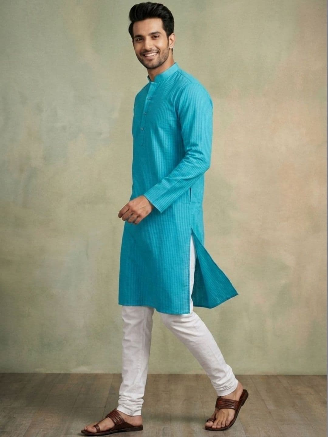 DEVOILER Men Striped Kurta thumbnail 3