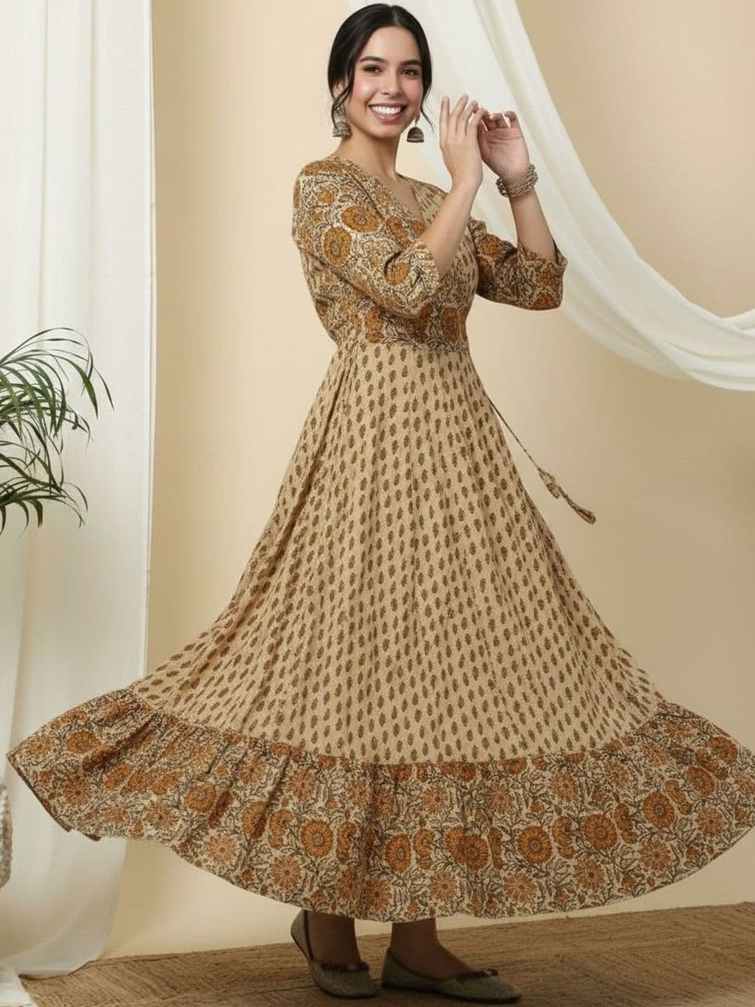 Sa Rasa Women Ethnic Motifs Printed Indie Prints Anarkali Kurta thumbnail 2