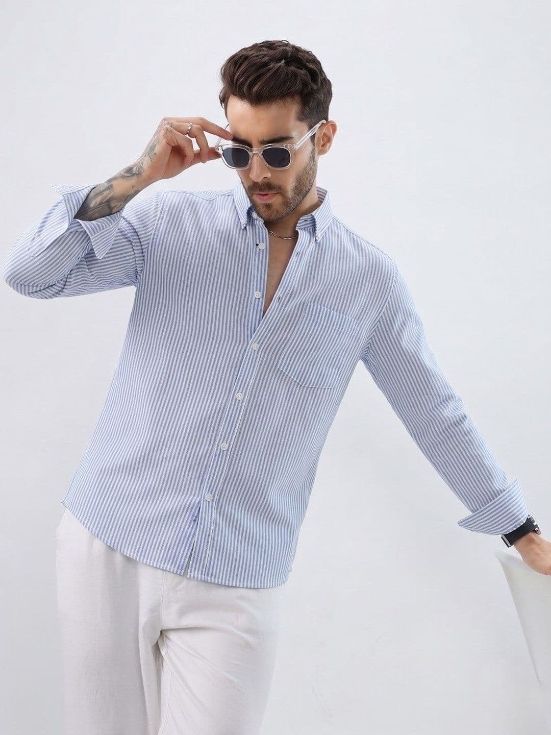 R.Code by The Roadster Life Co. Men Standard Striped Casual Shirt - view 1