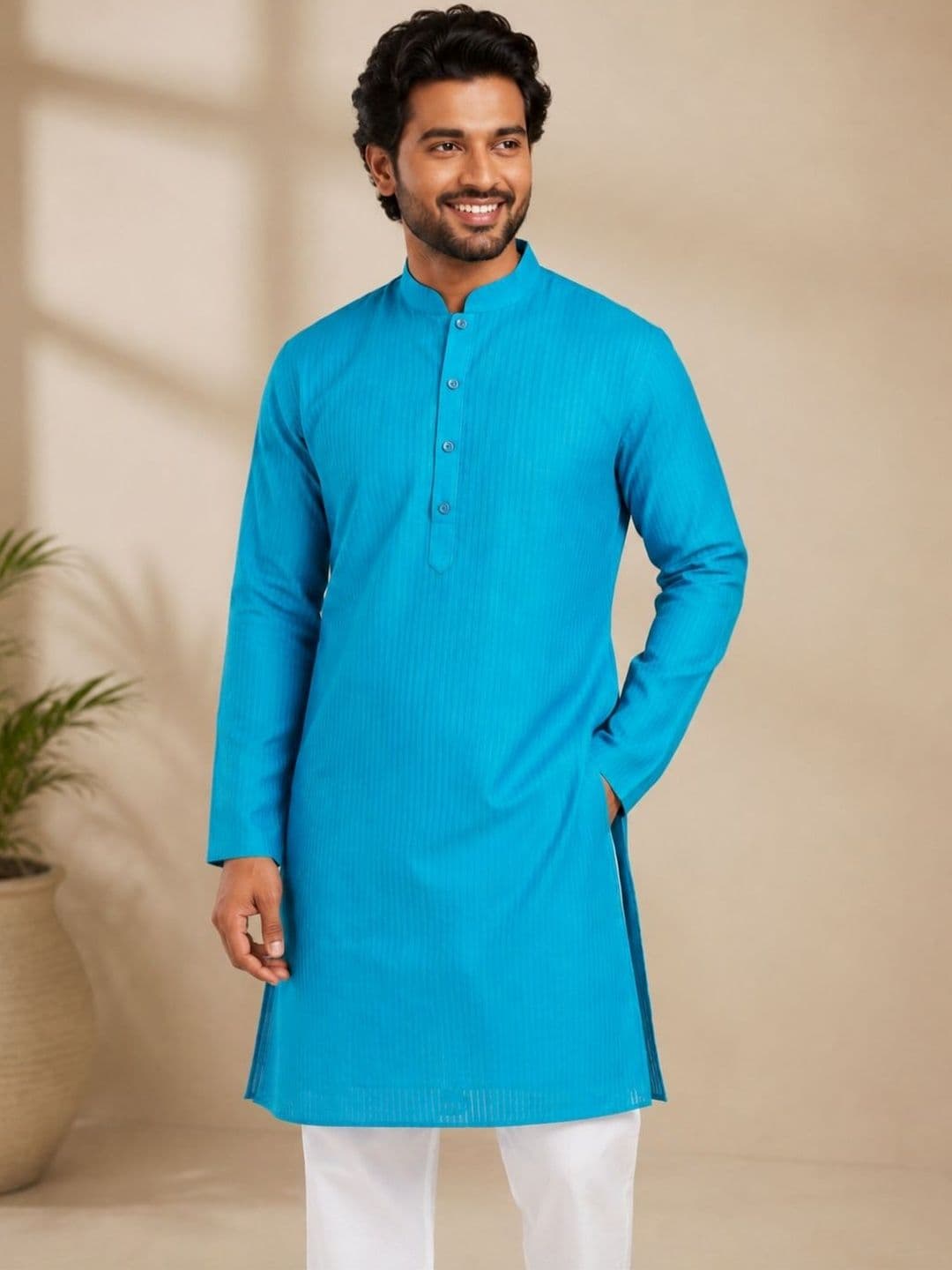 DEVOILER Men Striped Kurta thumbnail 5